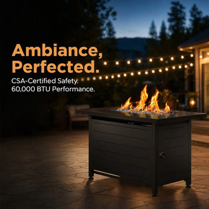 43" Rectangular Propane Fire Pit Table