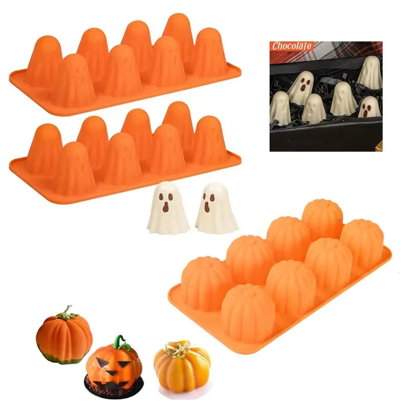 Halloween Silicone Mold Set – Ghost, Bat, Spider & Skull Molds for Chocolate, Candy, Gummies & Baking
