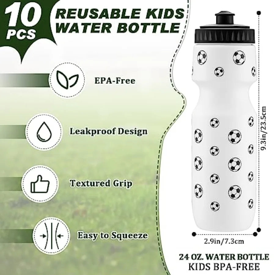 20-Piece Soccer Team Party Favor Set – 10 Sports Water Bottles & 10 Drawstring Goodie Bags