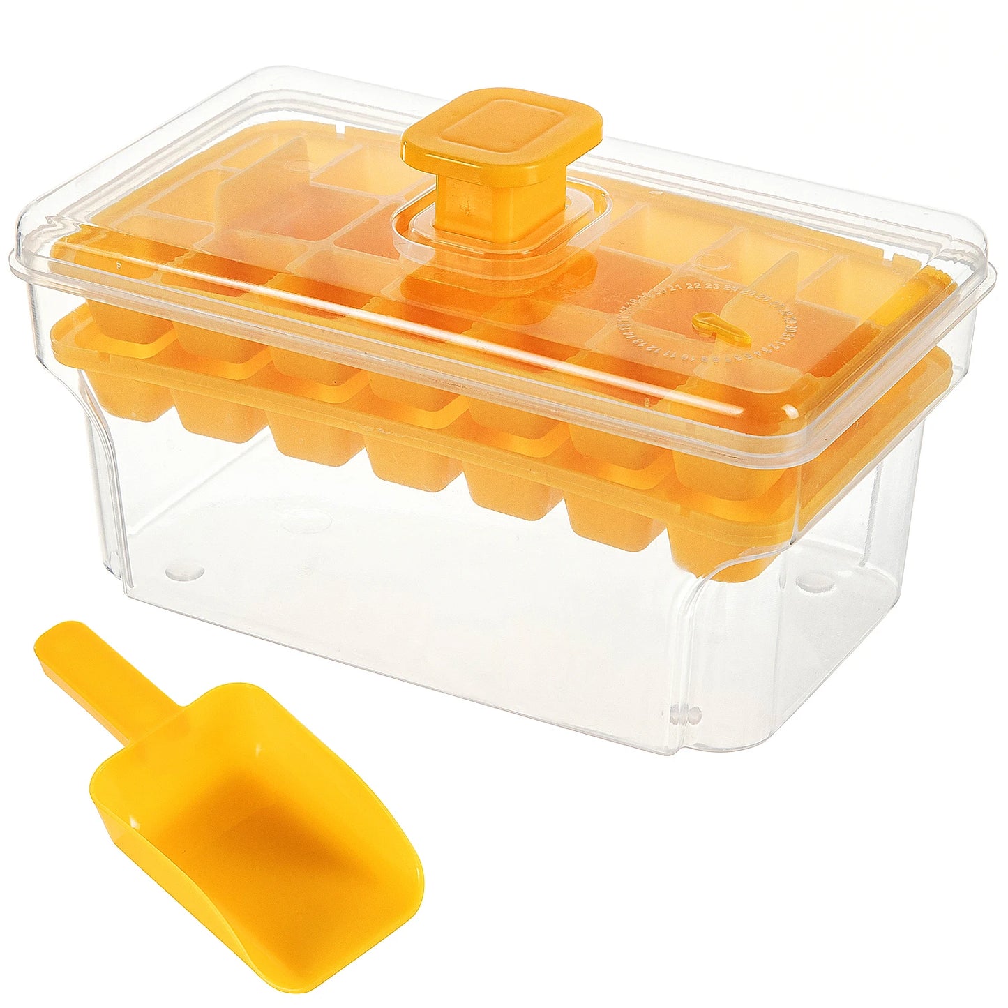 68-Cube Press-to-Release Ice Tray with Lid & Storage Bin