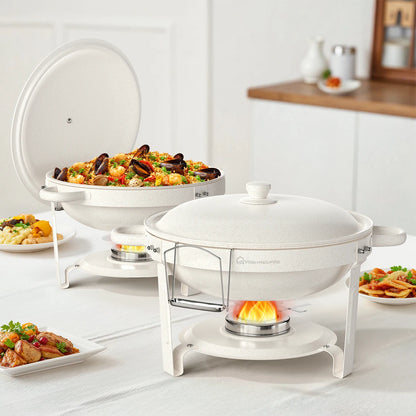 5QT Round Stainless Steel Chafing Dishes – 2 or 4 Pack Buffet Warmer Set