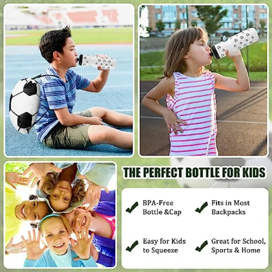20-Piece Soccer Team Party Favor Set – 10 Sports Water Bottles & 10 Drawstring Goodie Bags