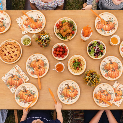 401 Pcs Fall Theme or 402 Pcs Thanksgiving Theme Disposable Tableware Set - Serves 50