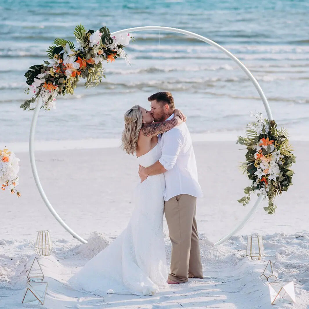 Round Metal Arch Backdrop Stand – White Balloon, Floral & Event Display Frame
