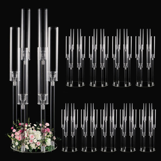 26.8" Clear 6-Arm LED Candelabras – 10 Piece Set