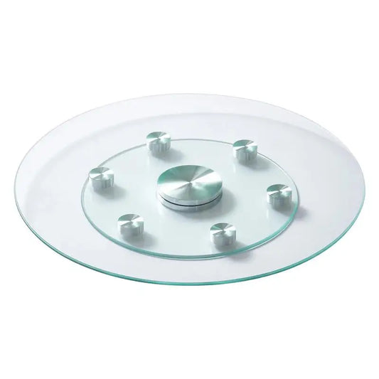 24in Glass Lazy Susan Turntable – 360° Rotating Dining Table Server