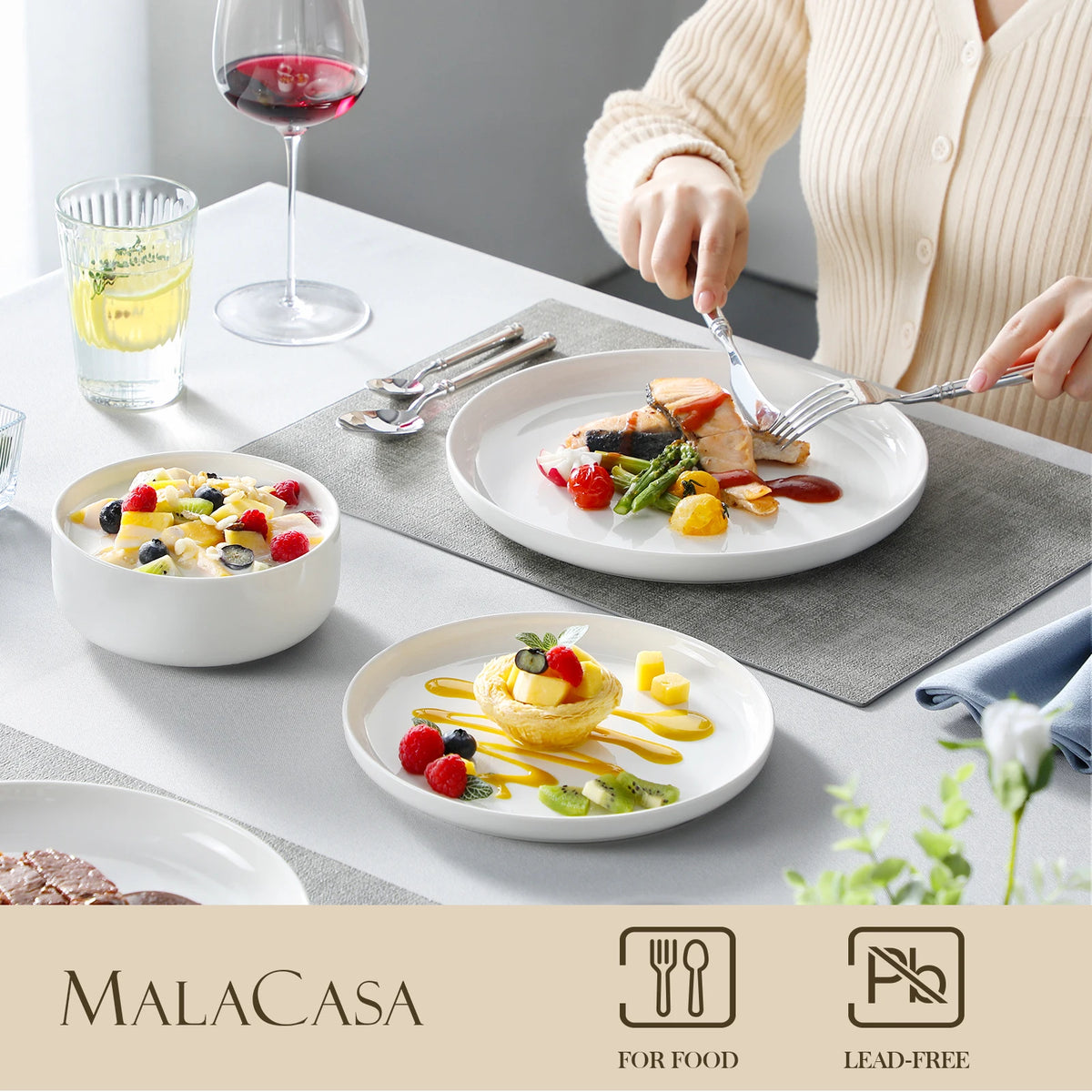 MALACASA Marbled & Classic Porcelain Dinnerware Set – 18 or 36 Piece, Service for 6 or 12