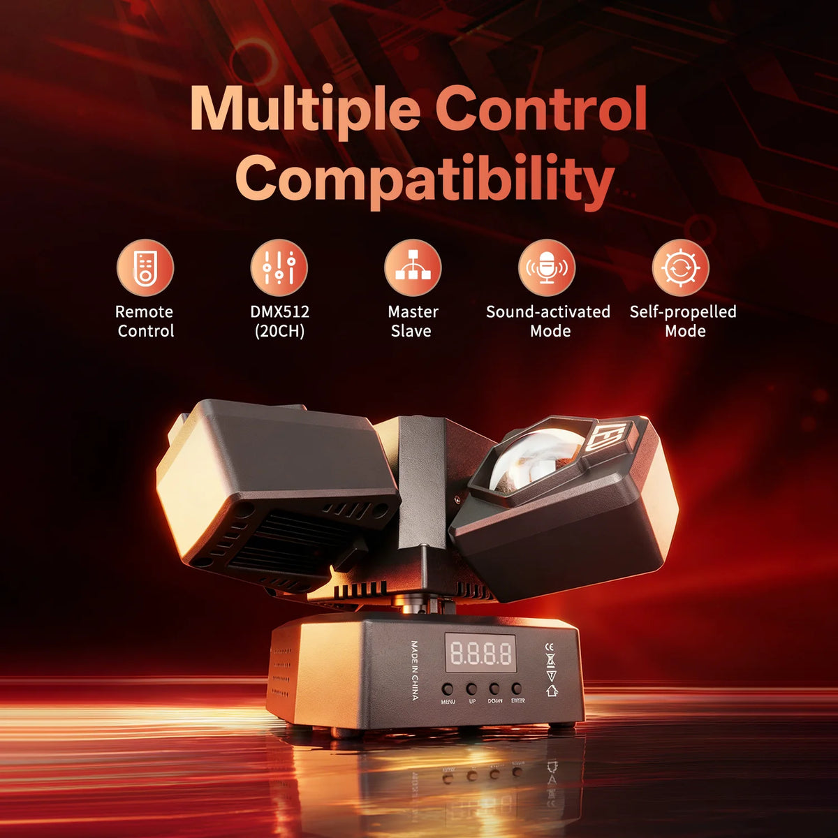 4-in-1 RGBW Moving Head DJ Party Light – Beam, Laser, Magic Ball & Strobe