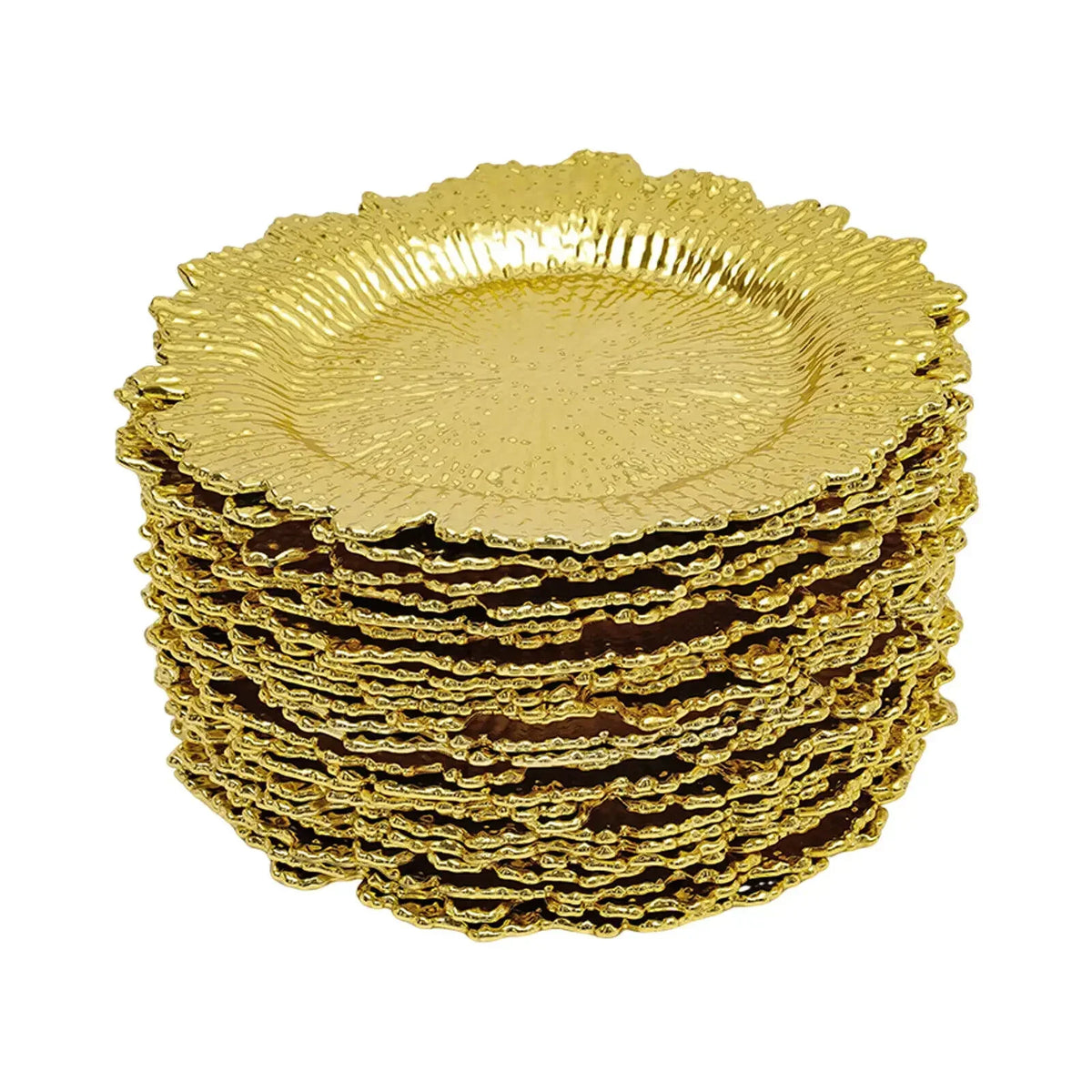 Gold Textured Coral Reef Charger Plates – 13", 24 Piece Set