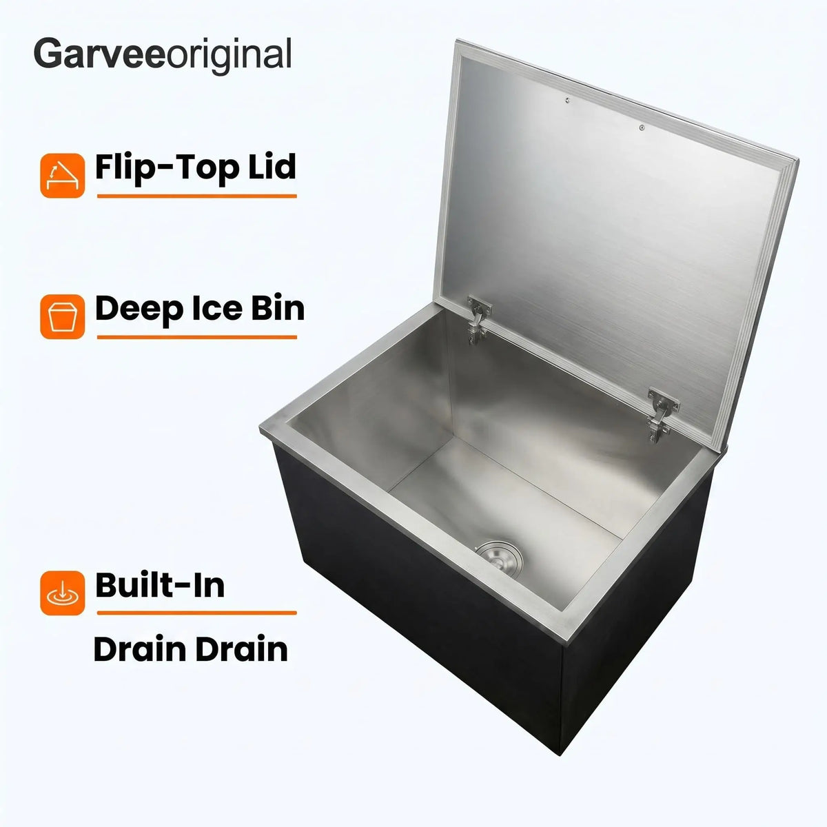 45-Qt Drop-In Stainless Steel Ice Chest with Lid & Drain