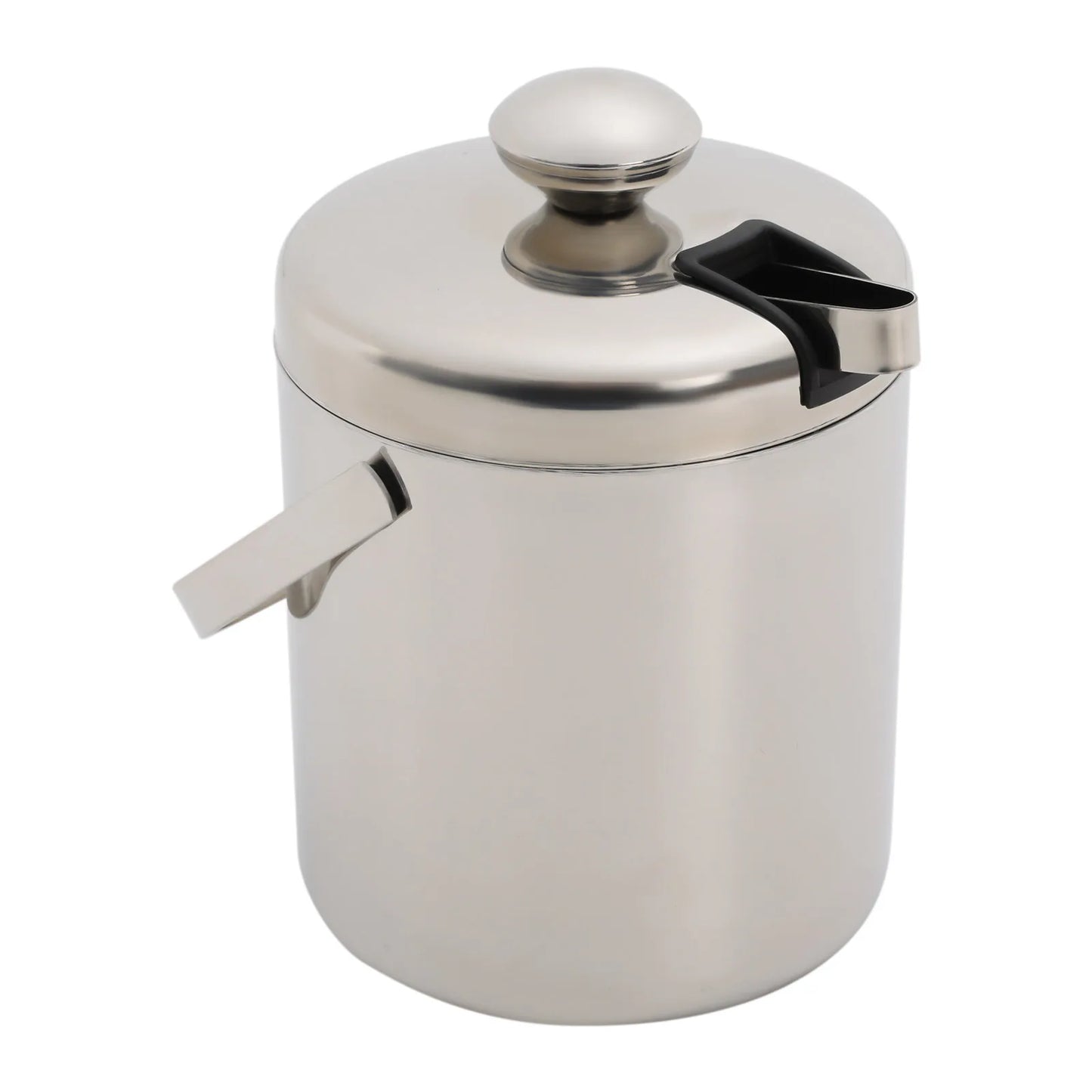 Double-Wall Stainless Steel Ice Bucket with Tongs & Strainer – 1.3L
