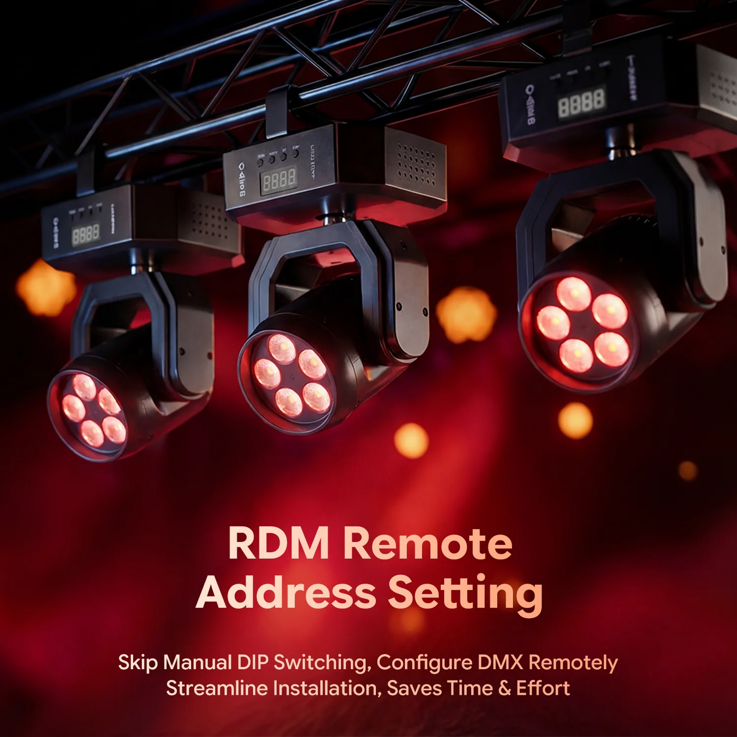 60W RGBW Mini Moving Head DJ Light – Sound Activated, DMX & Remote Stage Lighting