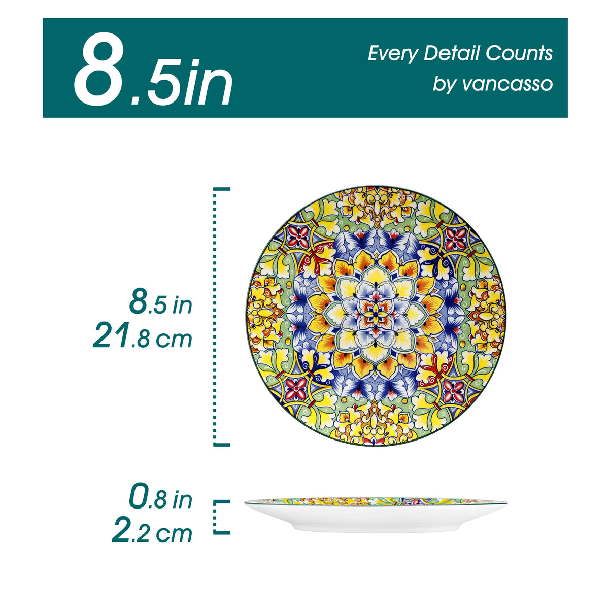 Vancasso Artisan Patterned Porcelain Dinner Plates – 6 or 12 Piece Set