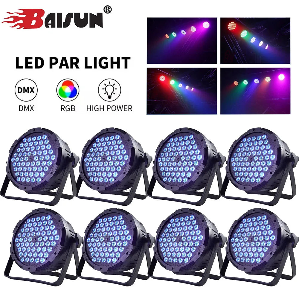 60-LED RGB PAR Stage Lights, Set of 8 – DMX512 & Sound-Activated Party Lighting