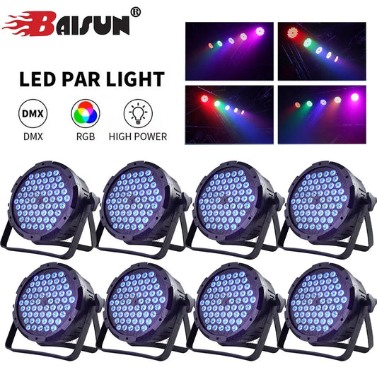 60-LED RGB PAR Stage Lights, Set of 8 – DMX512 & Sound-Activated Party Lighting