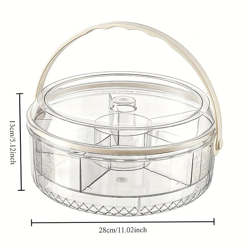 Chilled Fruit & Veggie Serving Tray with Ice Compartment, Center Dip Bowl & Flip-Top Lid