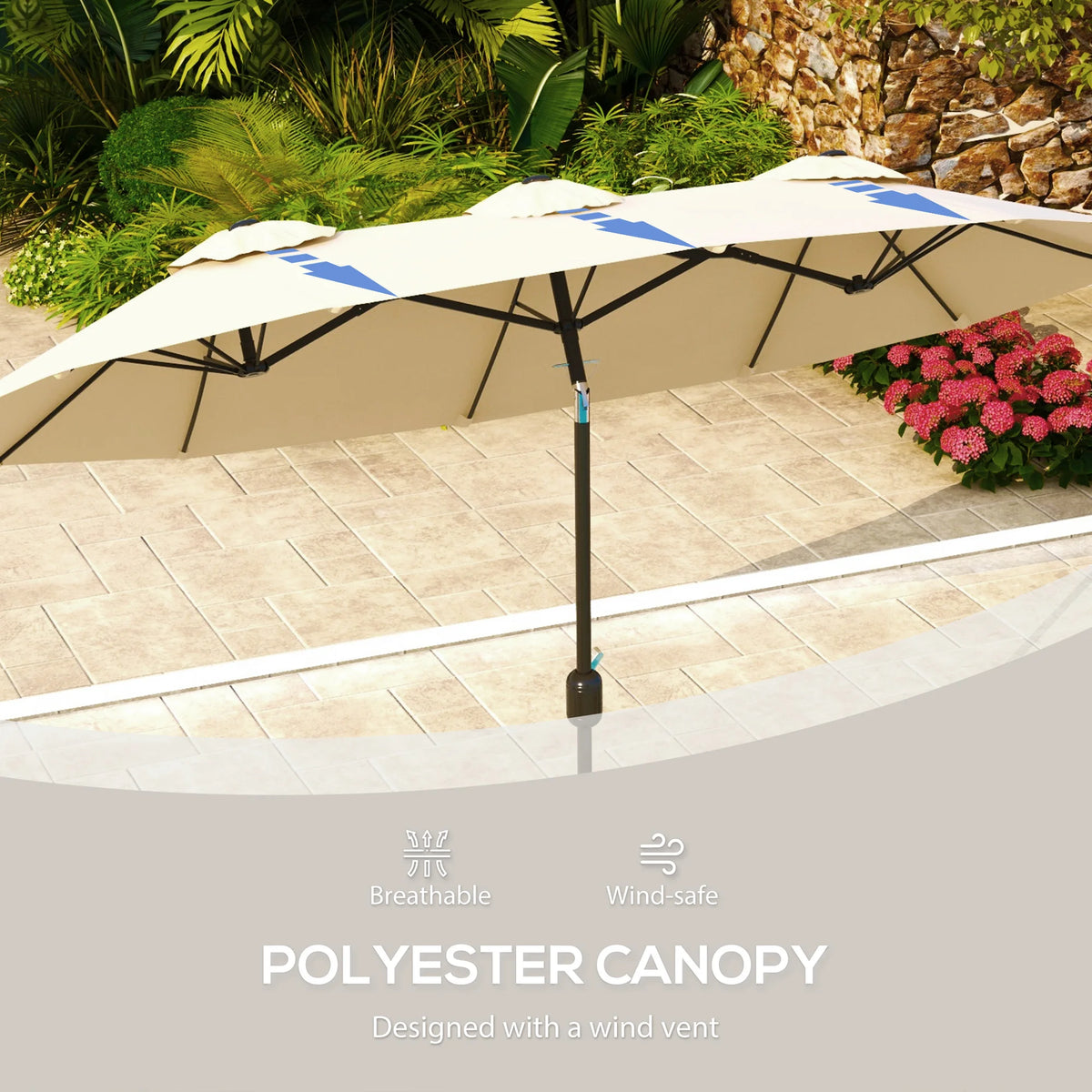 9.7FT Double-Sided Patio Umbrella with Tilt & Crank – Brown