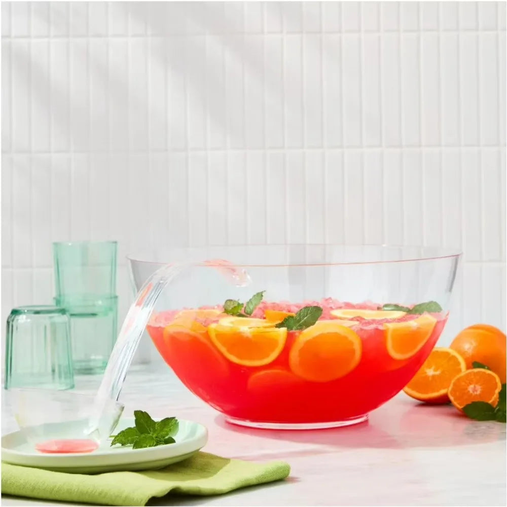 314 fl oz Clear Classic Punch Bowl – 9.3L Large-Capacity Beverage & Party Serving Bowl