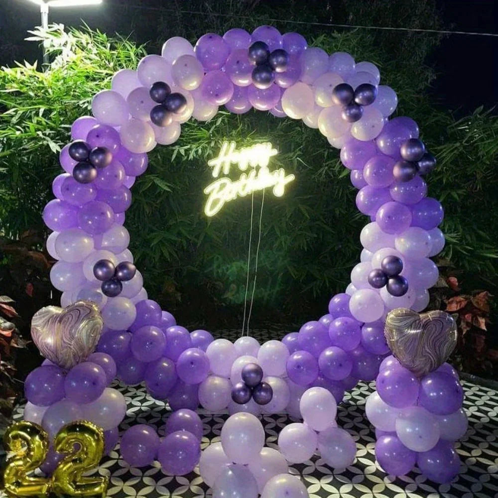 142-Piece Purple Balloon Garland Arch Kit – Lavender, Dark Purple, White & Metallic Party Balloons