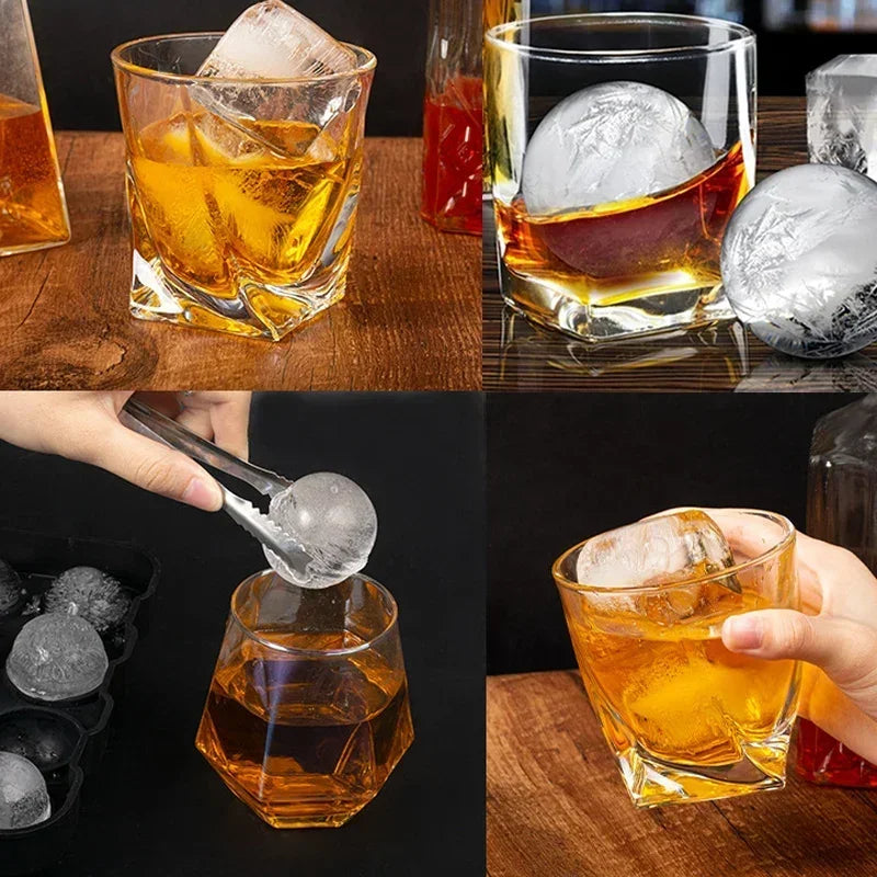 Large Silicone Sphere Cocktail Ice Molds – 4, 6 or 8-Cavity Cube & Sphere Trays for Whiskey & Bourbon
