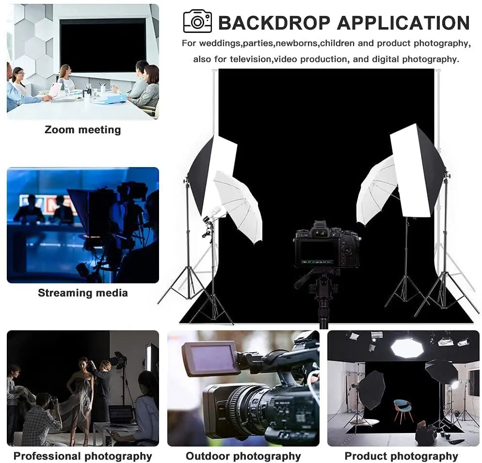 Seamless Polyester Photo & Event Backdrop Curtain – 6.5' × 10' or 10' × 13', White, Black or Green