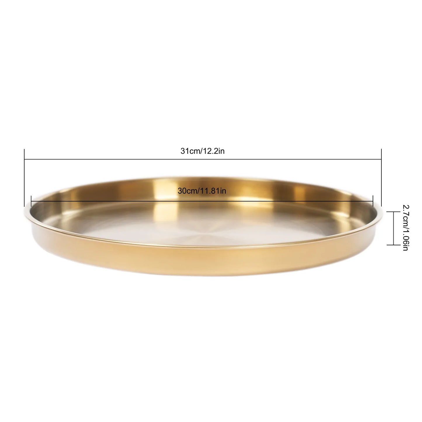 Gold Round Stainless Steel Serving & Display Trays – 12", 6 Piece Set