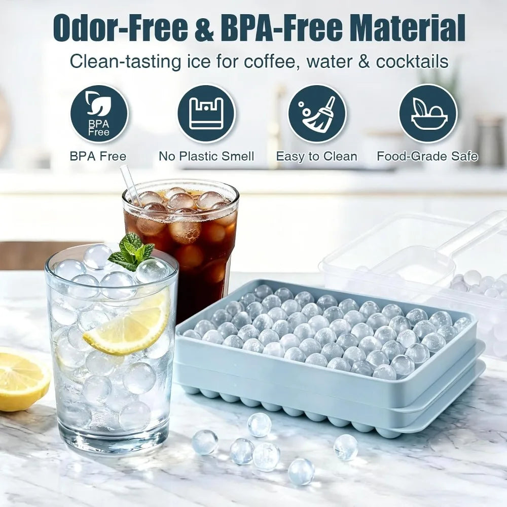 2-Pack Mini Pebble Ice Trays with Storage Bin & Scoop