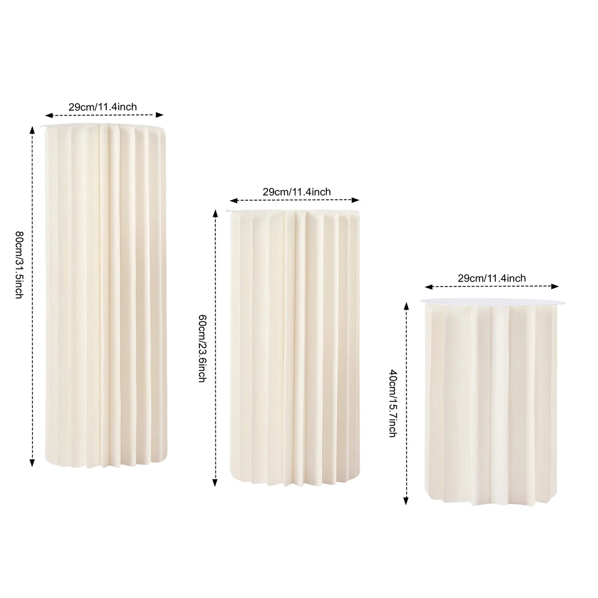 3-Piece Foldable Honeycomb Pedestal Stand Set – 15.7", 23.6" & 31.5" Event Display Columns