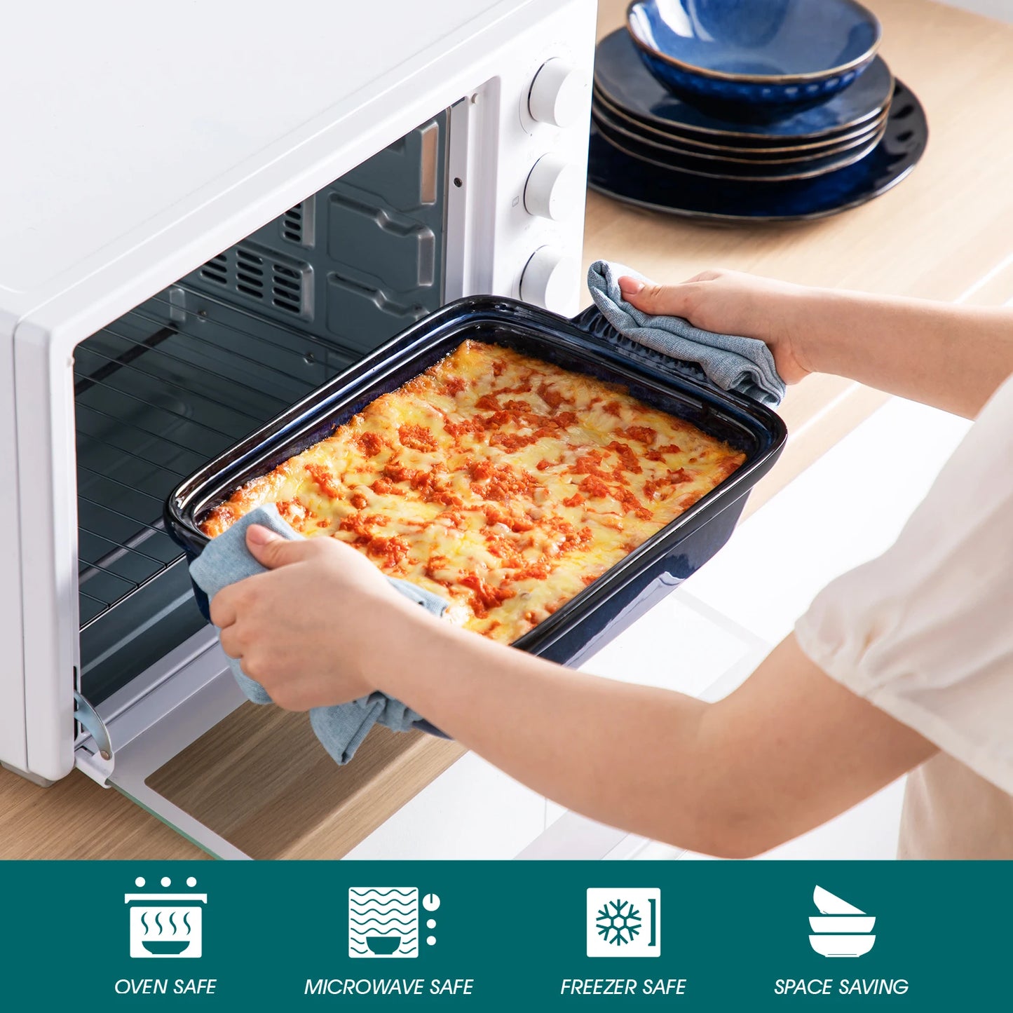 Vancasso Starry Blue Covered Casserole Baking Dish – 1.9 or 3.8 Qt