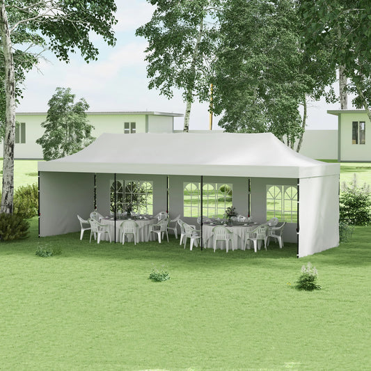 9.5 × 28FT Extra-Large Pop-Up Canopy Tent with Sidewalls, Windows & Adjustable Height