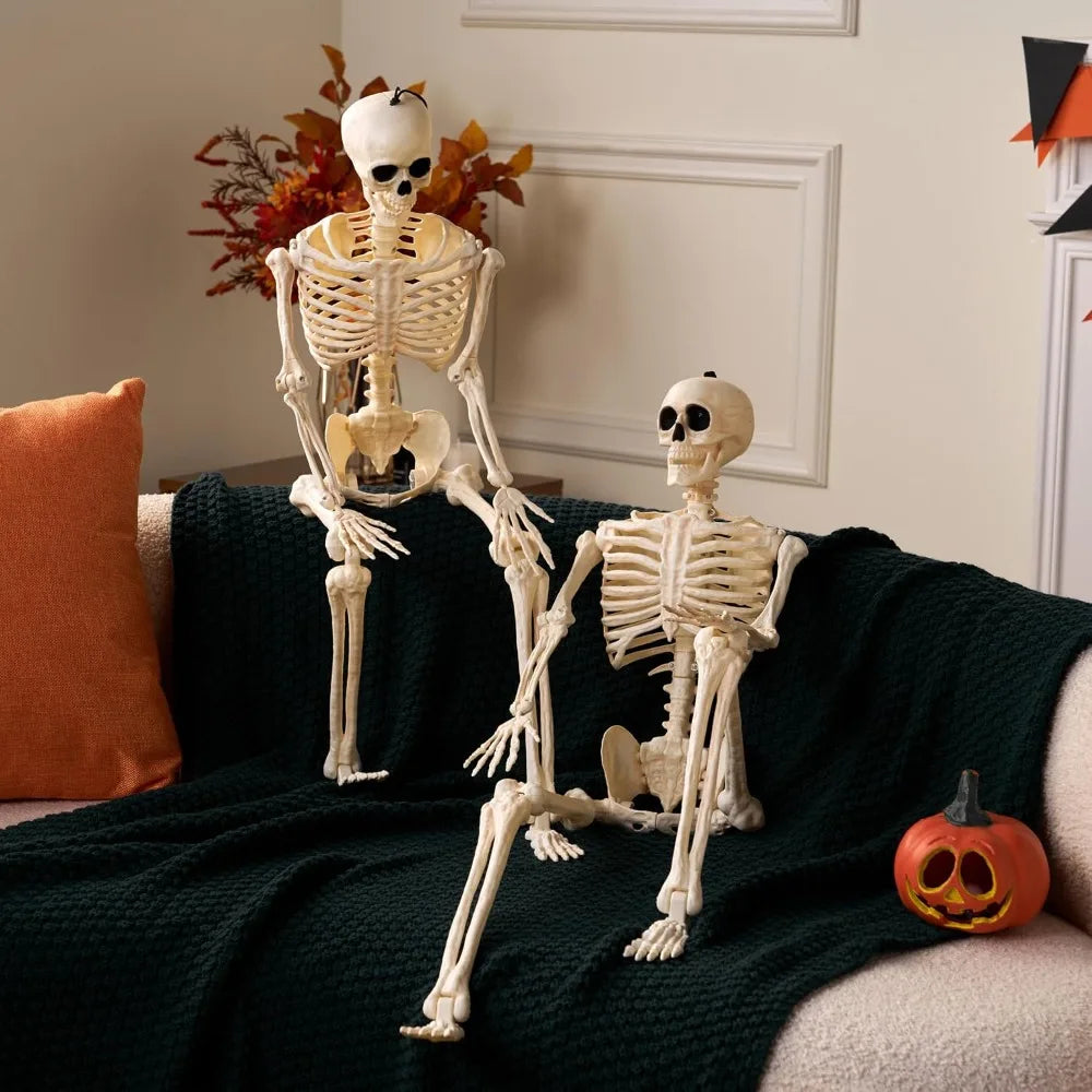 2-Pack 36" Posable Halloween Skeletons – Full-Body Hanging Décor & Photo Booth Props