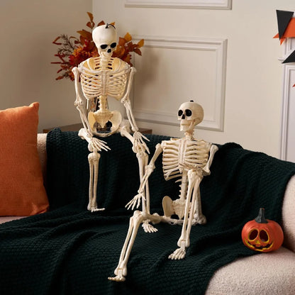 2-Pack 36" Posable Halloween Skeletons – Full-Body Hanging Décor & Photo Booth Props