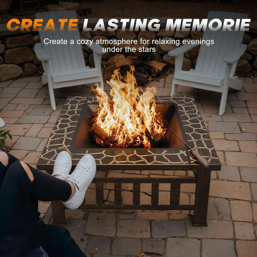32" Square Wood-Burning Fire Pit