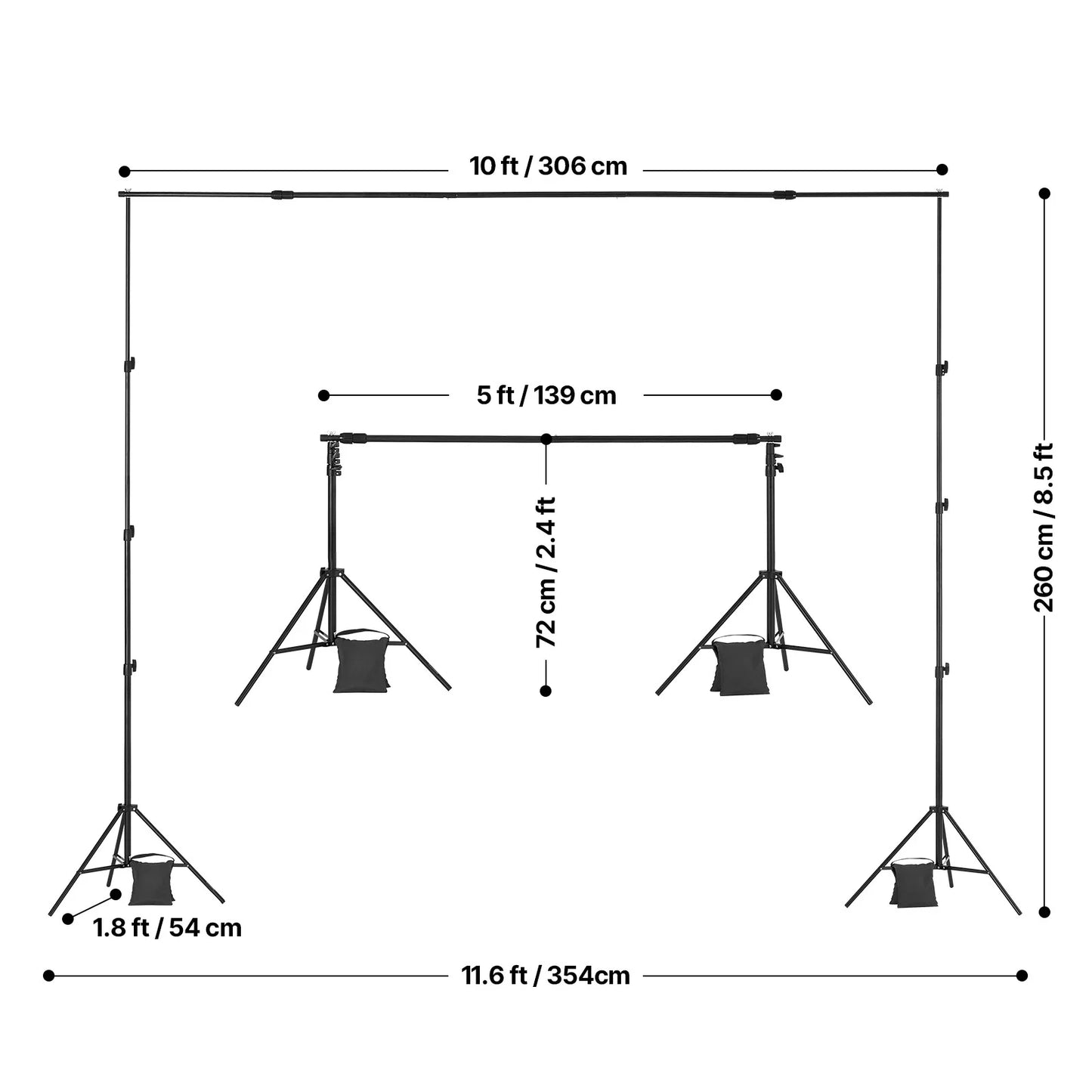 Adjustable 10 ft Backdrop & Projector Screen Stand – Heavy-Duty Event, Party & Photo Frame