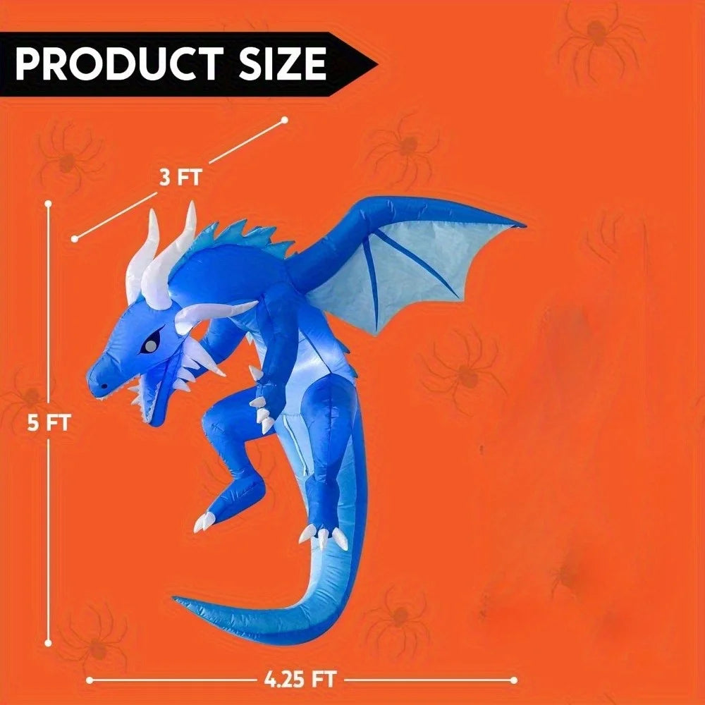 5-Ft Light-Up Hanging Ice Dragon Halloween Inflatable – Outdoor Yard Decoration with LED Lights
