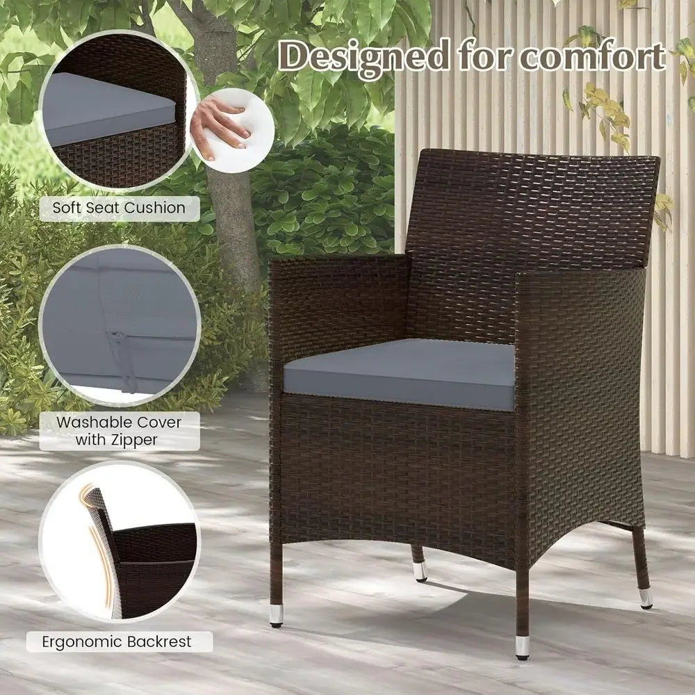 8-Piece Outdoor Wicker Patio Conversation Set – PE Rattan Seating with Thick Cushions & Tempered Glass Coffee Table, Gray