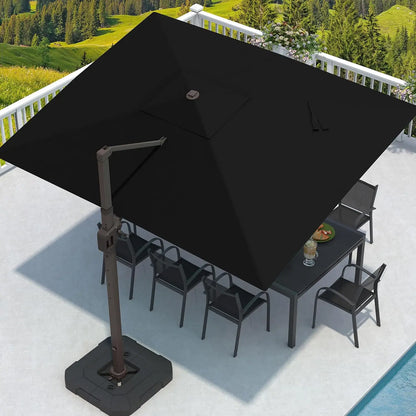 9 × 12FT Rectangular Cantilever Patio Umbrella with Base – Large Offset Outdoor Umbrella