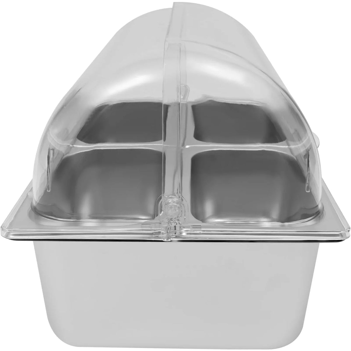 4-Compartment Stainless Steel Chilled Serving Station with Flip Top Lid
