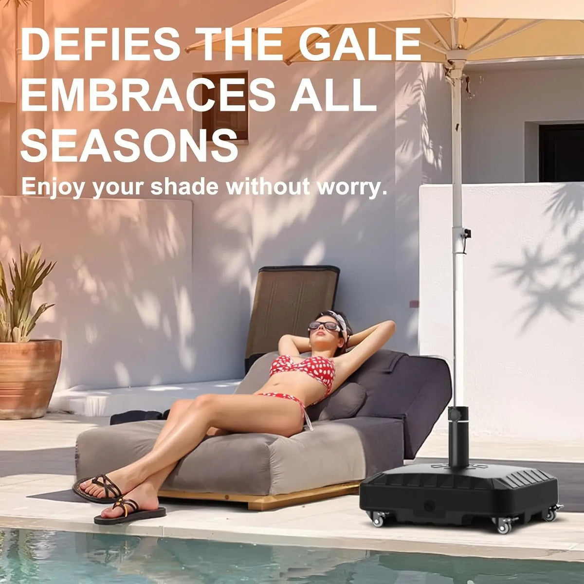 120LB Heavy-Duty Patio Umbrella Base with Wheels