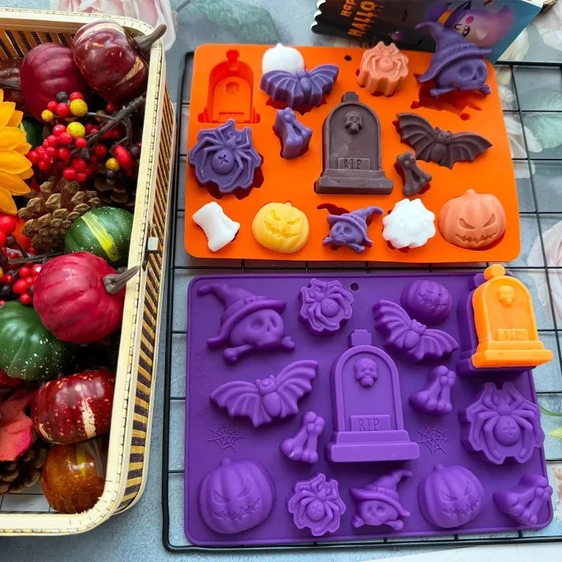 Halloween Silicone Mold Set – Ghost, Bat, Spider & Skull Molds for Chocolate, Candy, Gummies & Baking
