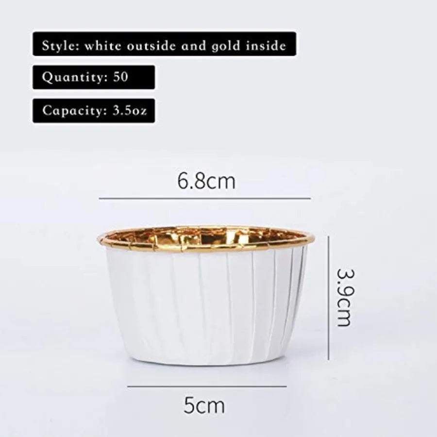 50-Pack 3.5 oz Disposable Aluminum Foil Baking Cups – Cupcake, Muffin & Mini Dessert Ramekins