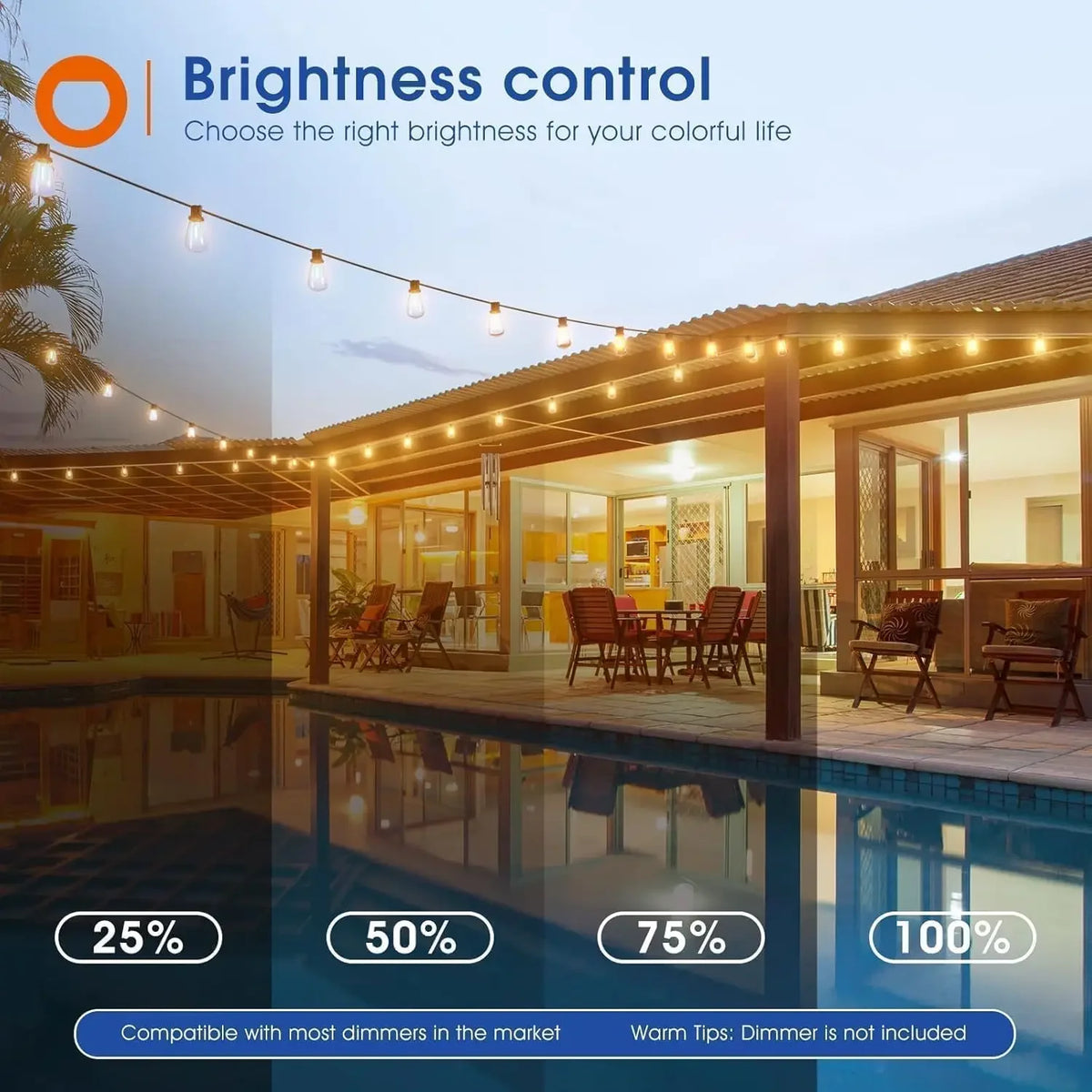 Outdoor LED String Lights – 50FT, 100FT or 150FT Waterproof Shatterproof Patio Lights