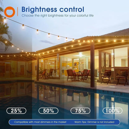 Outdoor LED String Lights – 50FT, 100FT or 150FT Waterproof Shatterproof Patio Lights