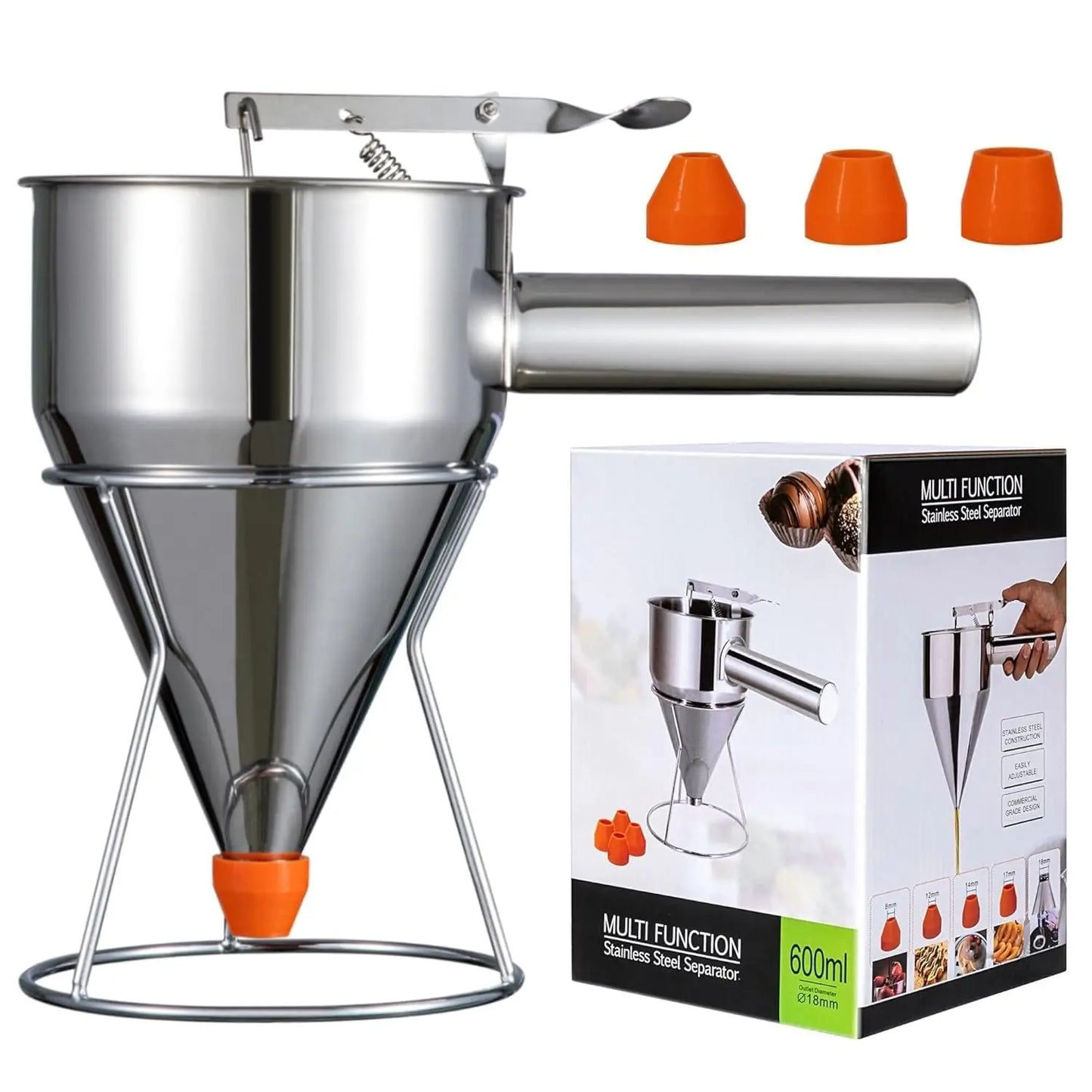 Stainless Steel Pancake & Batter Dispenser with Stand + 4 Nozzles
