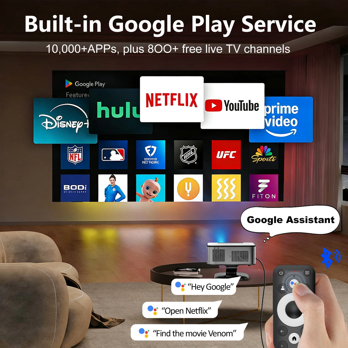HORLAT T10ULTRA Smart Home Theater Projector – 3200 ANSI, Native 1080P, 4K/8K Decoding & WiFi 6