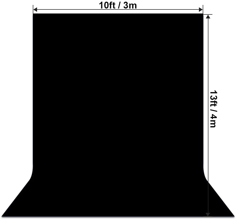 Seamless Polyester Photo & Event Backdrop Curtain – 6.5' × 10' or 10' × 13', White, Black or Green