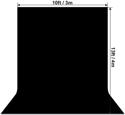 Seamless Polyester Photo & Event Backdrop Curtain – 6.5' × 10' or 10' × 13', White, Black or Green