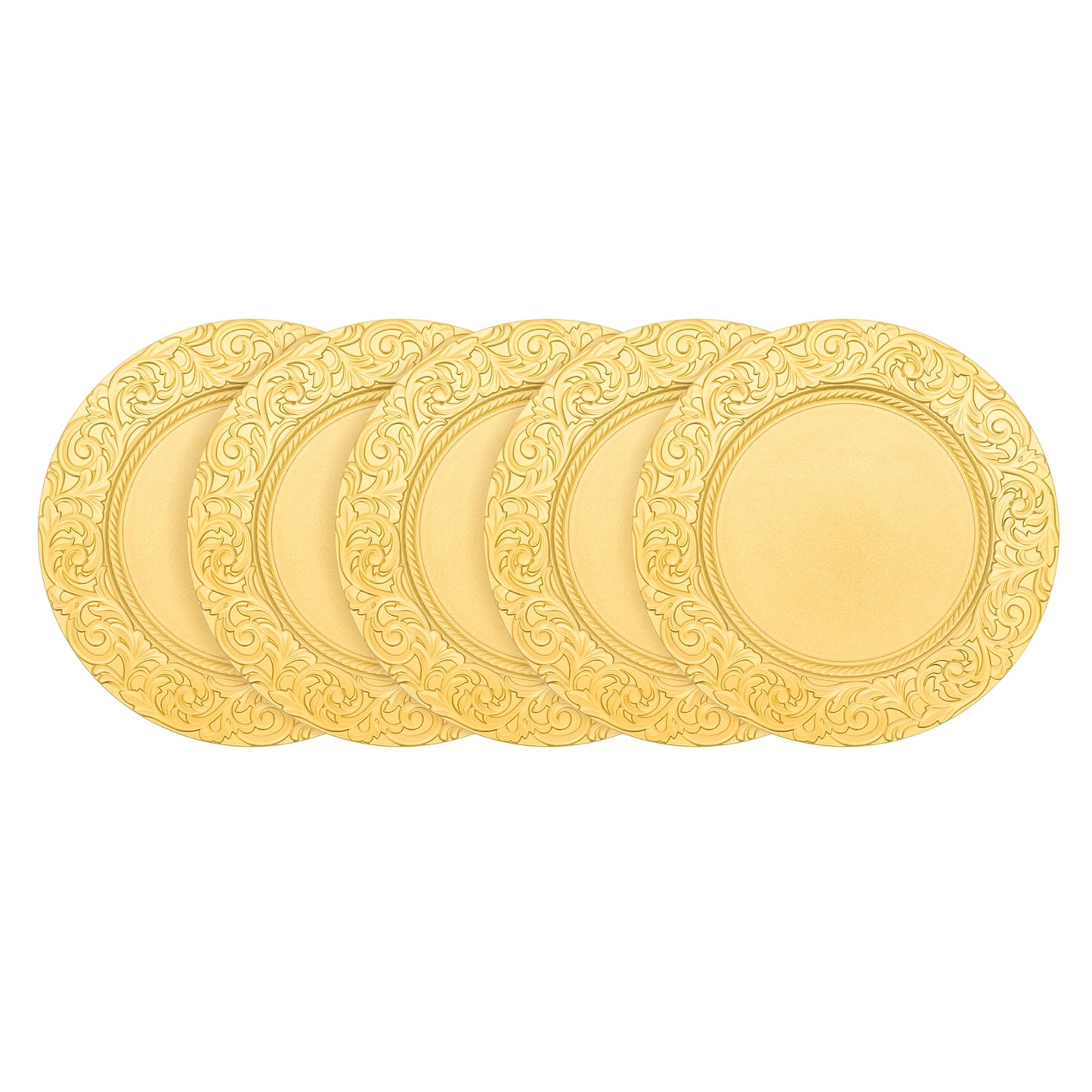 Gold Embossed Round Charger Plates – 13", 100 Piece Set