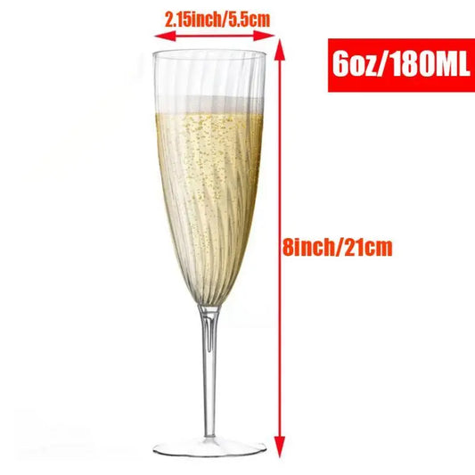 Vintage Clear Unbreakable Champagne & Wine Goblet – 6 oz (180mL) BPA-Free Plastic Glass