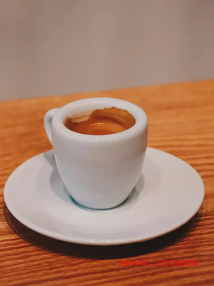 Professional Italian-Style White Porcelain Espresso Cup & Saucer 1.9 oz (55mL)